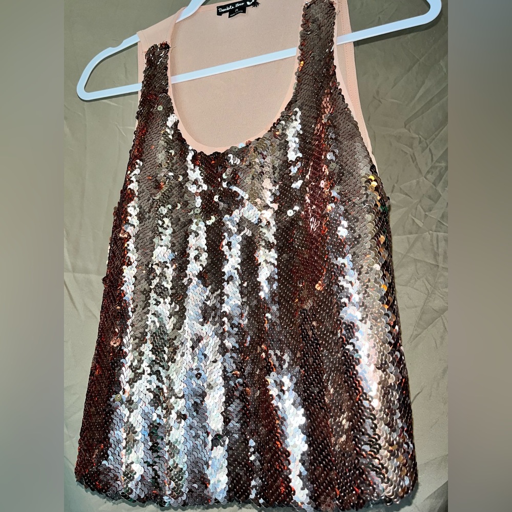 Pink Sequin Tank Top